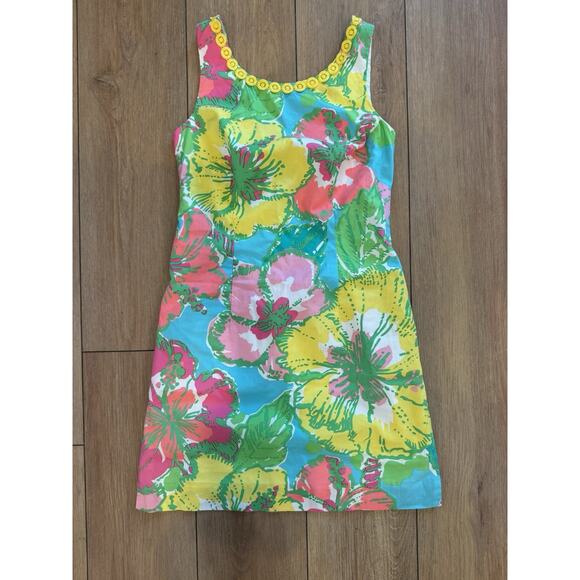 Lilly Pulitzer DELIA Shift Dress SHORELY BLUE Big Flirt Pink Green Blue 00 READ - Picture 10 of 16